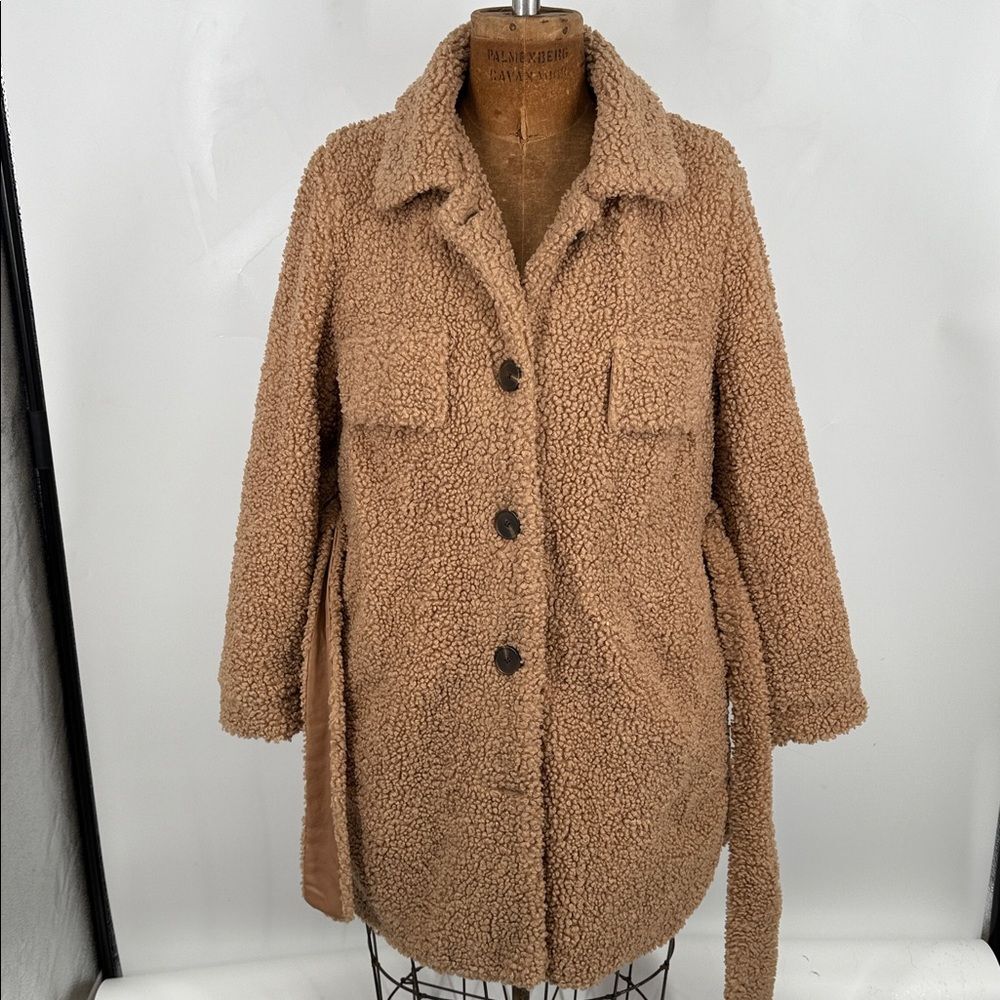 Blank NYC Coat Wm Medium Teddy Shearling Trench Belt Shacket